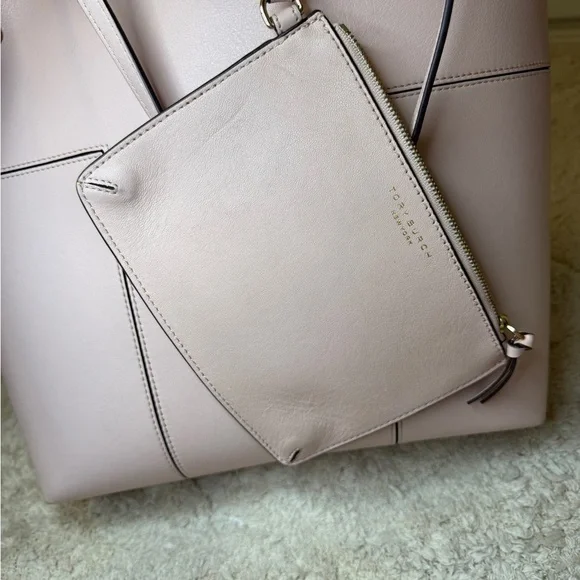 Tory Burch T Block North South Tall Tote Pink Shell - Picture 11 of 13